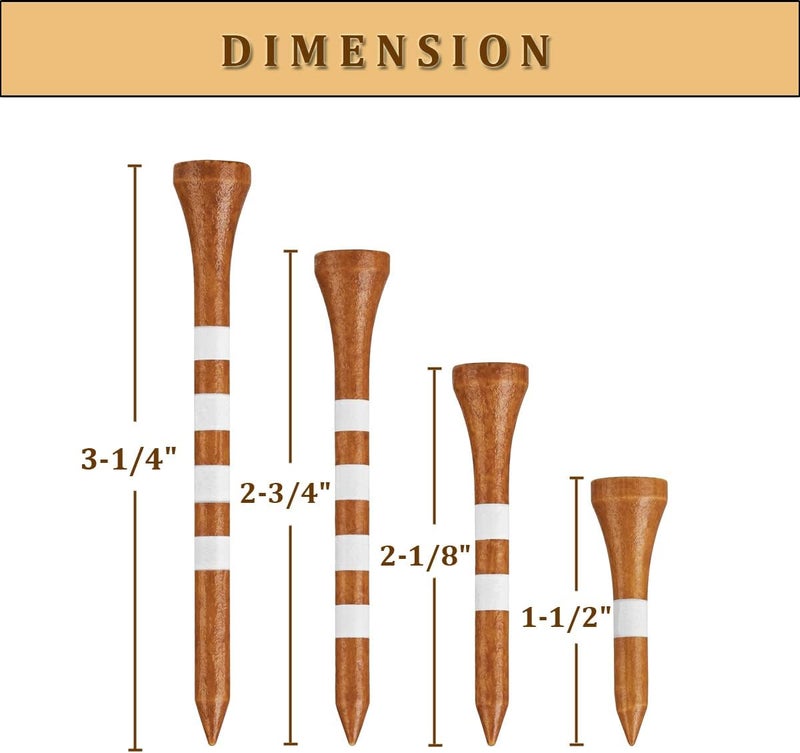 MAZEL Natural Wood/Bamboo Golf Tees 2 3/4 Inch & 3 1/4 Inch,Pack 50 or 120,Reduce Friction & Side Spin,More Stable Golf Tees - Image 3